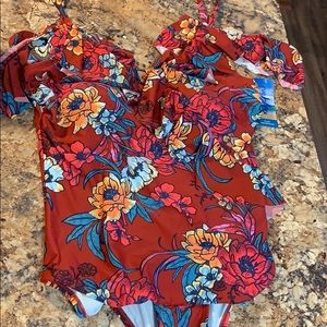 New Rue 21 2x one piece off shoulder bathing suit